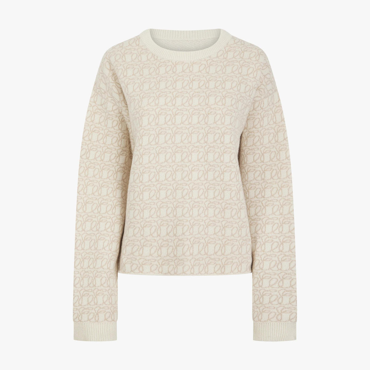 Reversible Jacquard Cashmere Sweater in Cream