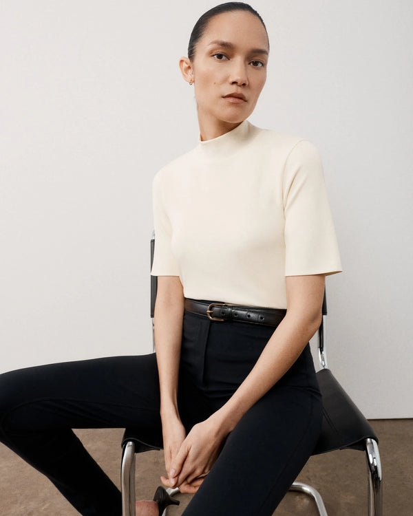 Double Layer High Neck Top in Viscose