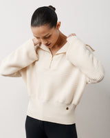 Ribbed Quarter Zip Sweater in Cotton Cashmere