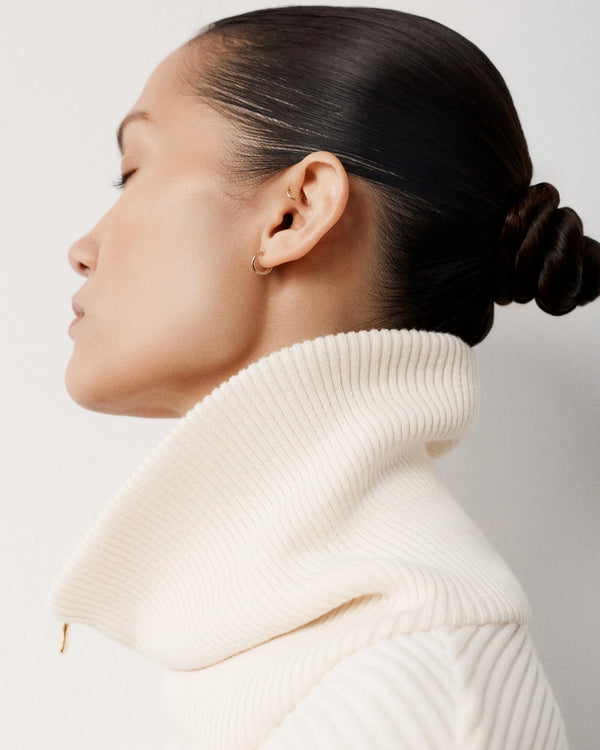 Ribbed Quarter Zip Sweater in Cotton Cashmere