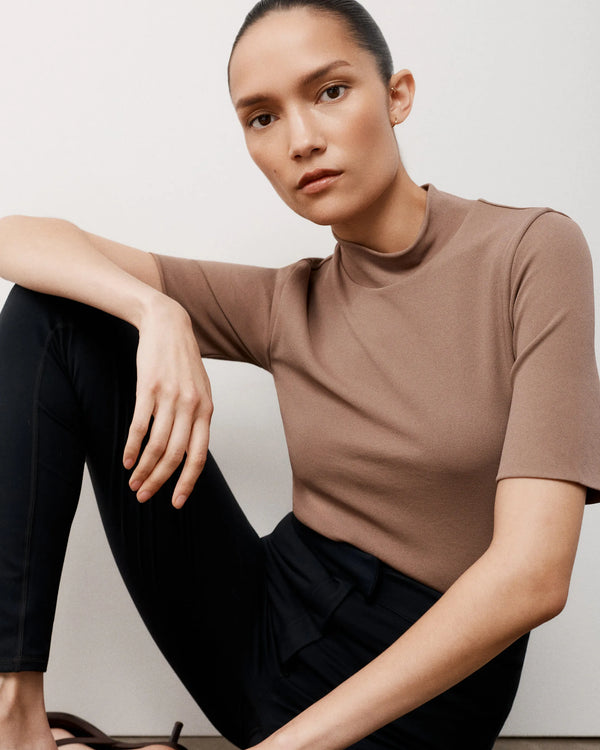 Double Layer High Neck Top in Viscose