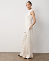 Ribbed Knit Wide-Leg Trouser in Cotton Cashmere
