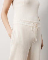 Ribbed Knit Wide-Leg Trouser in Cotton Cashmere
