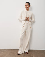Ribbed Zip Through Cardigan in Cotton Cashmere