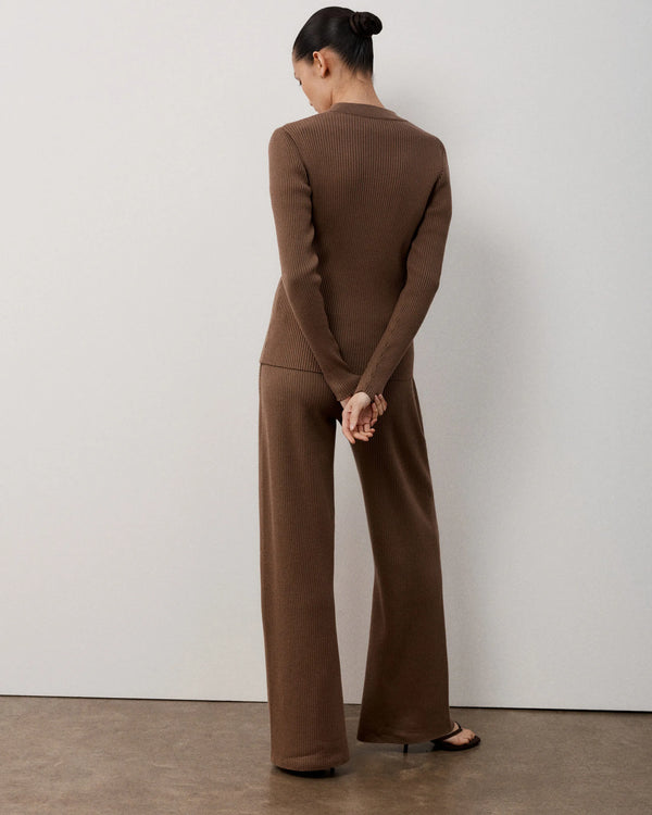 Ribbed Zip Through Cardigan in Cotton Cashmere