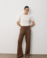Ribbed Knit Wide-Leg Trouser in Cotton Cashmere