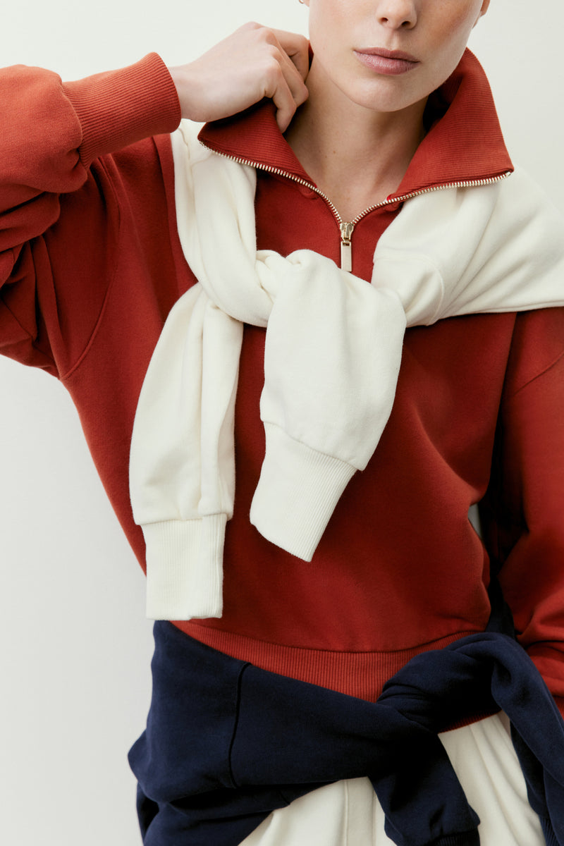 Quarter-Zip Funnel-Neck Sweatshirt