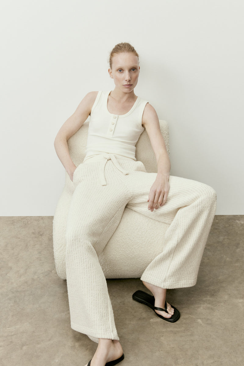 Stripe Knit Wide Leg Trousers