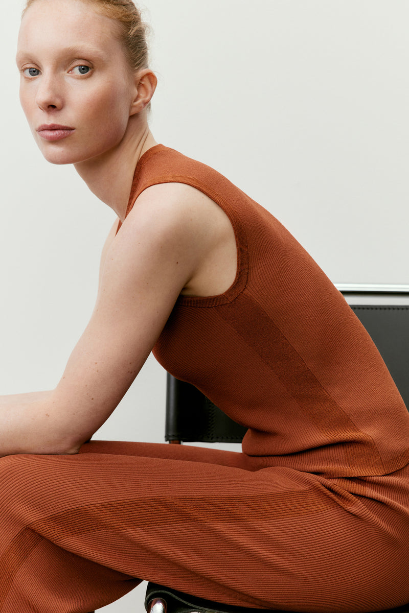 Tonal Ribbed Knit Tank Top
