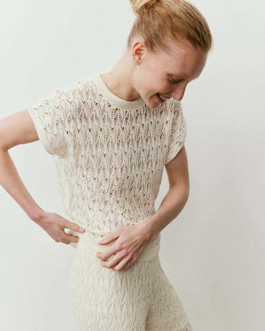 Open Knit Short Sleeve Top