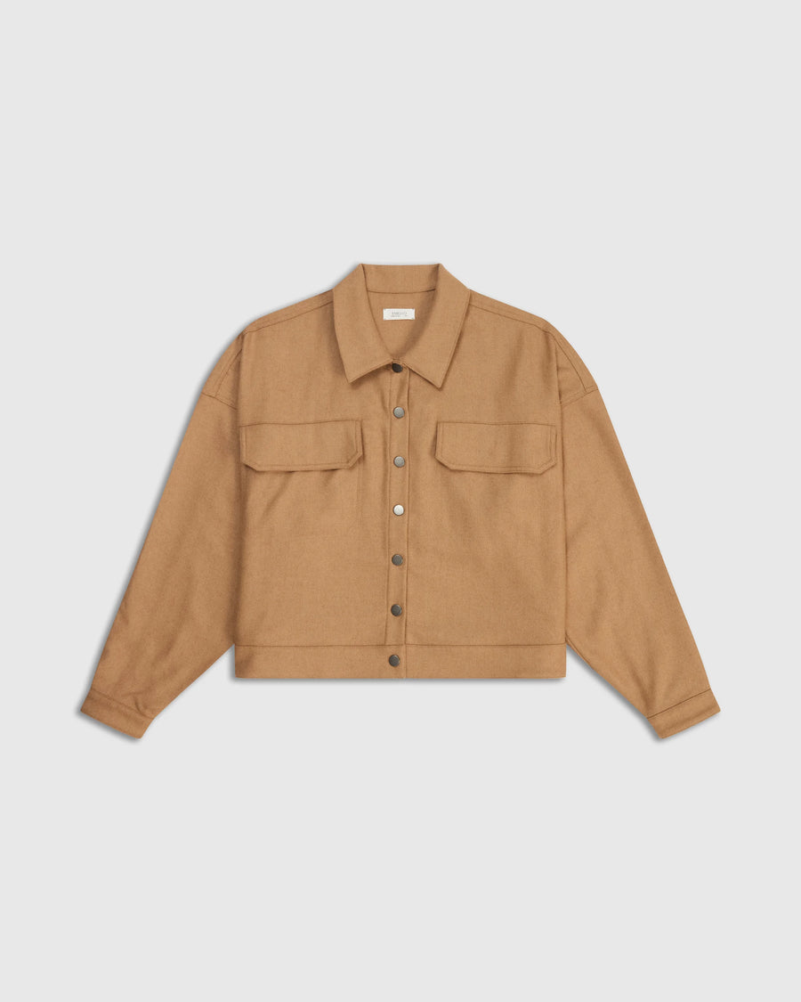Cropped Camel Hair Herringbone Overshirt