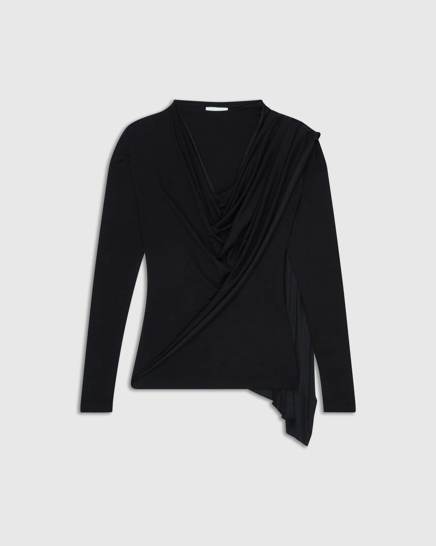 Draped Scarf Jersey Top