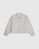 Cropped Wool Twill Overshirt