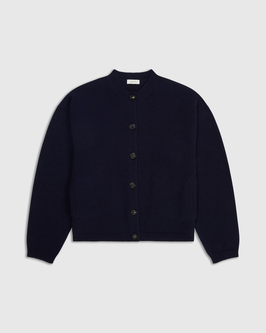 Ribbed Merino Bomber Cardigan