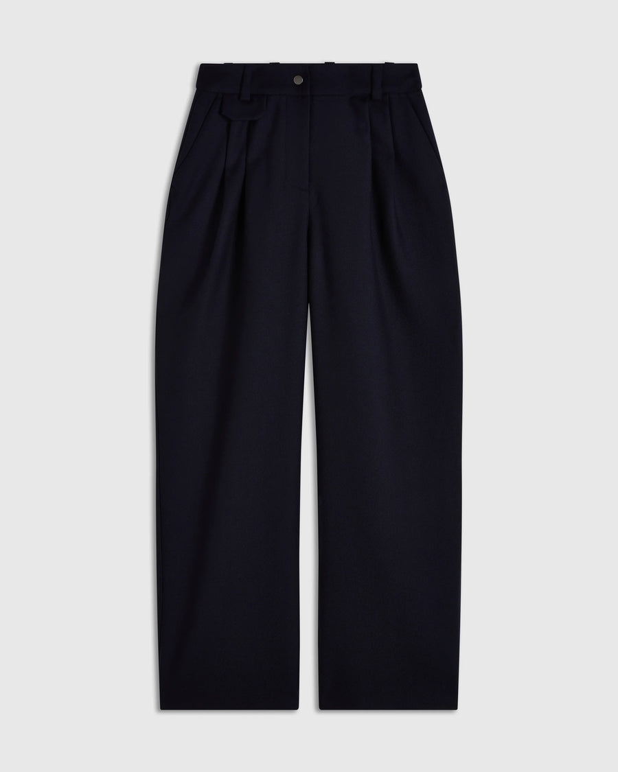 Pleated Wool Twill Trousers