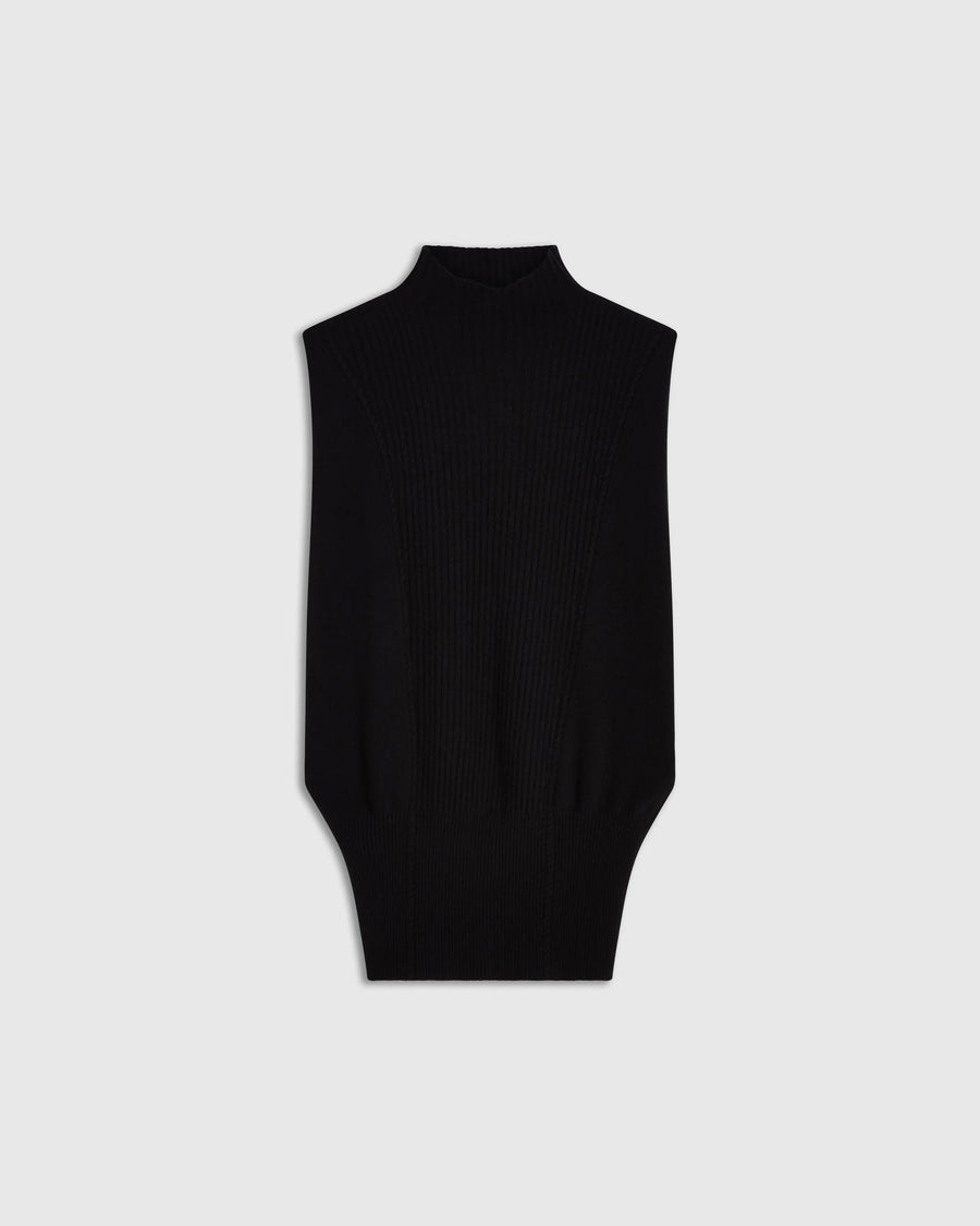 High Neck Ribbed Sweater Vest