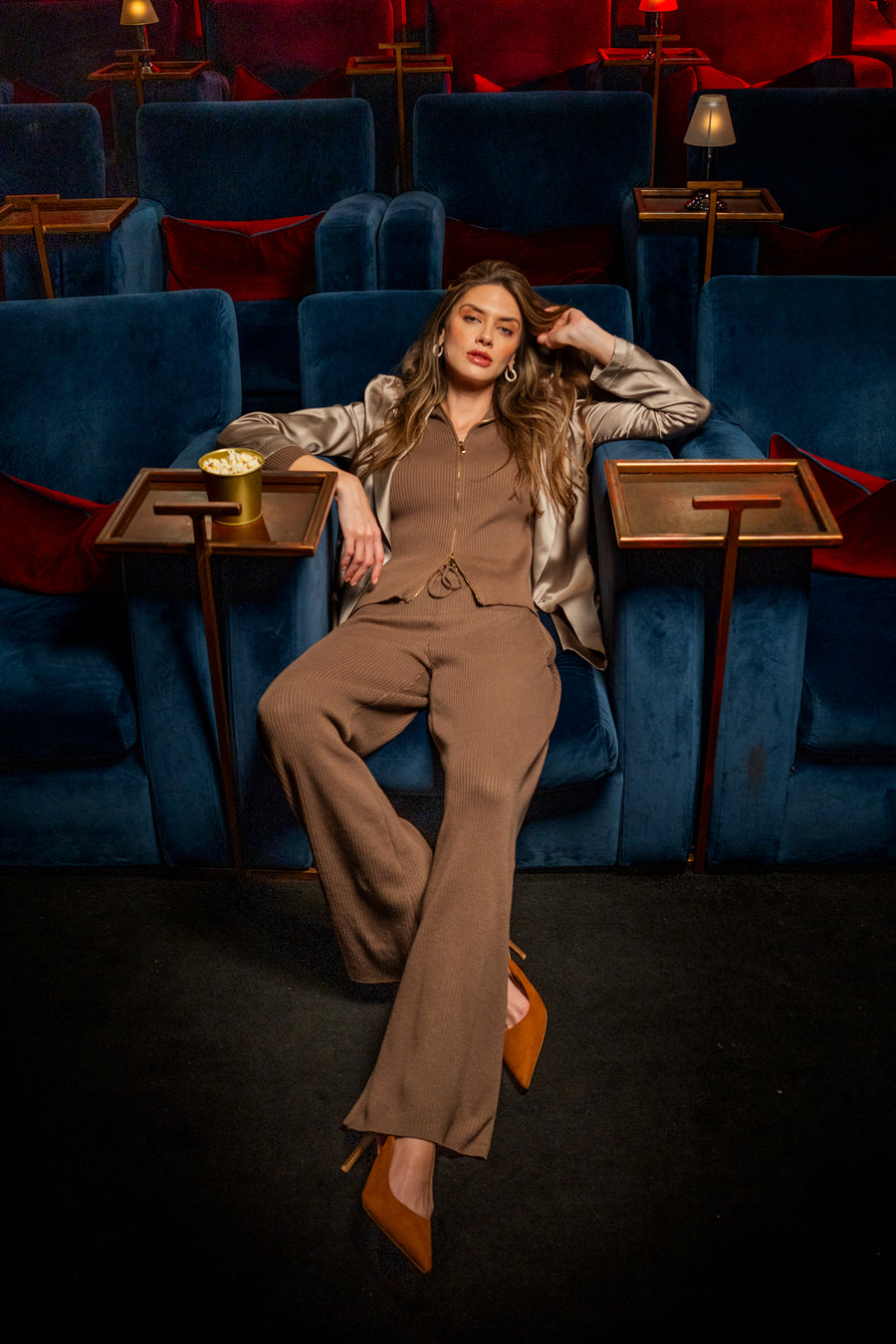 Ribbed Wide-Leg Trouser in Cotton Cashmere