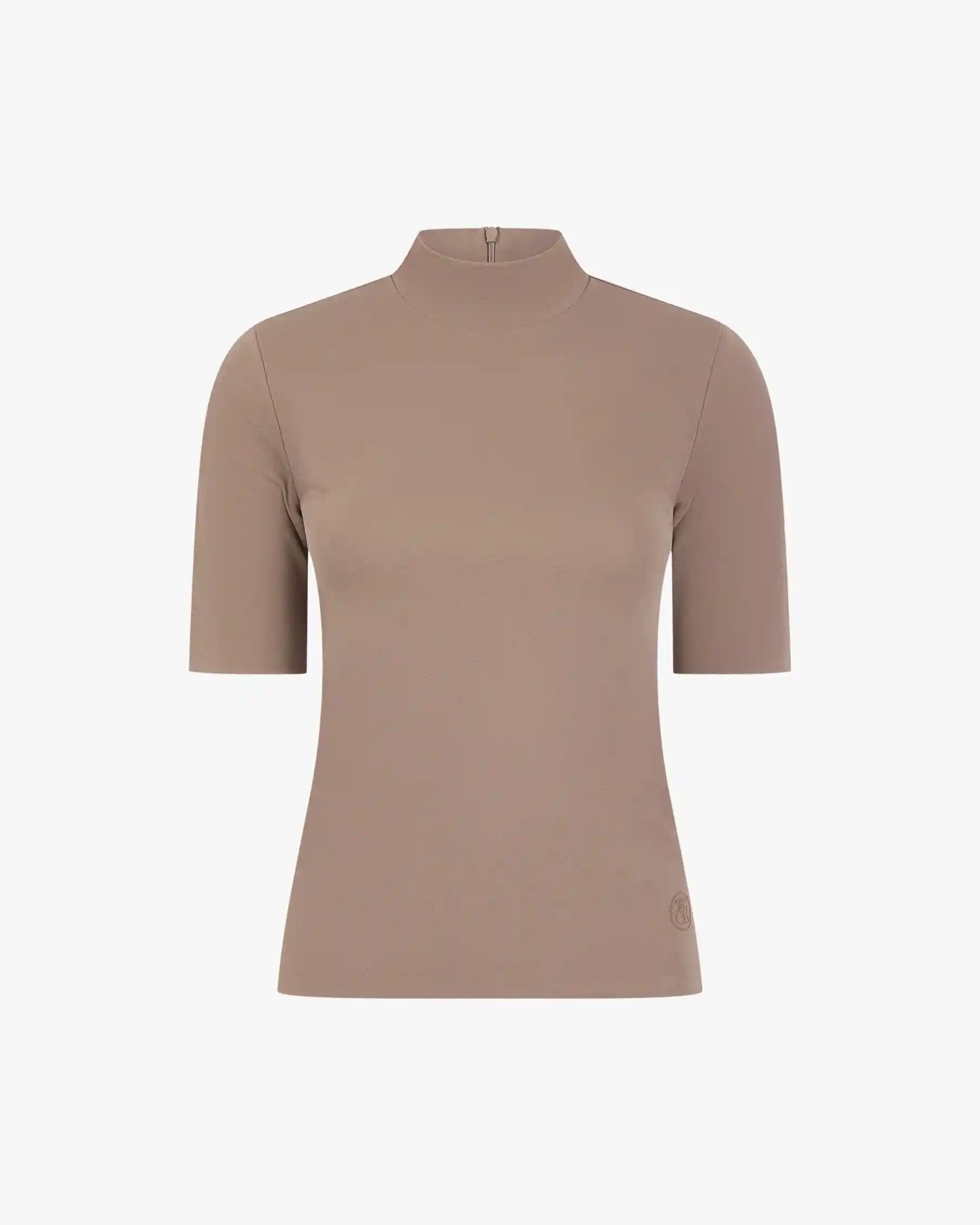 Beige short-sleeve top on a white background
