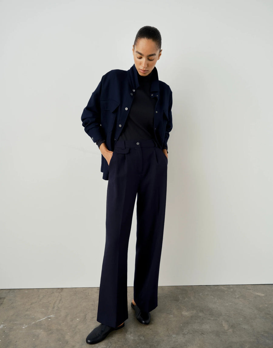 Pleated Wool Twill Trousers