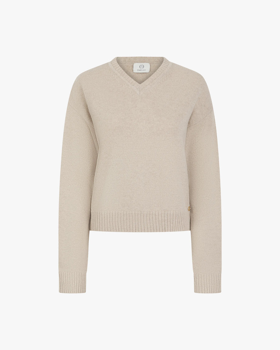 V Neck Sweater in Merino Wool Cashmere