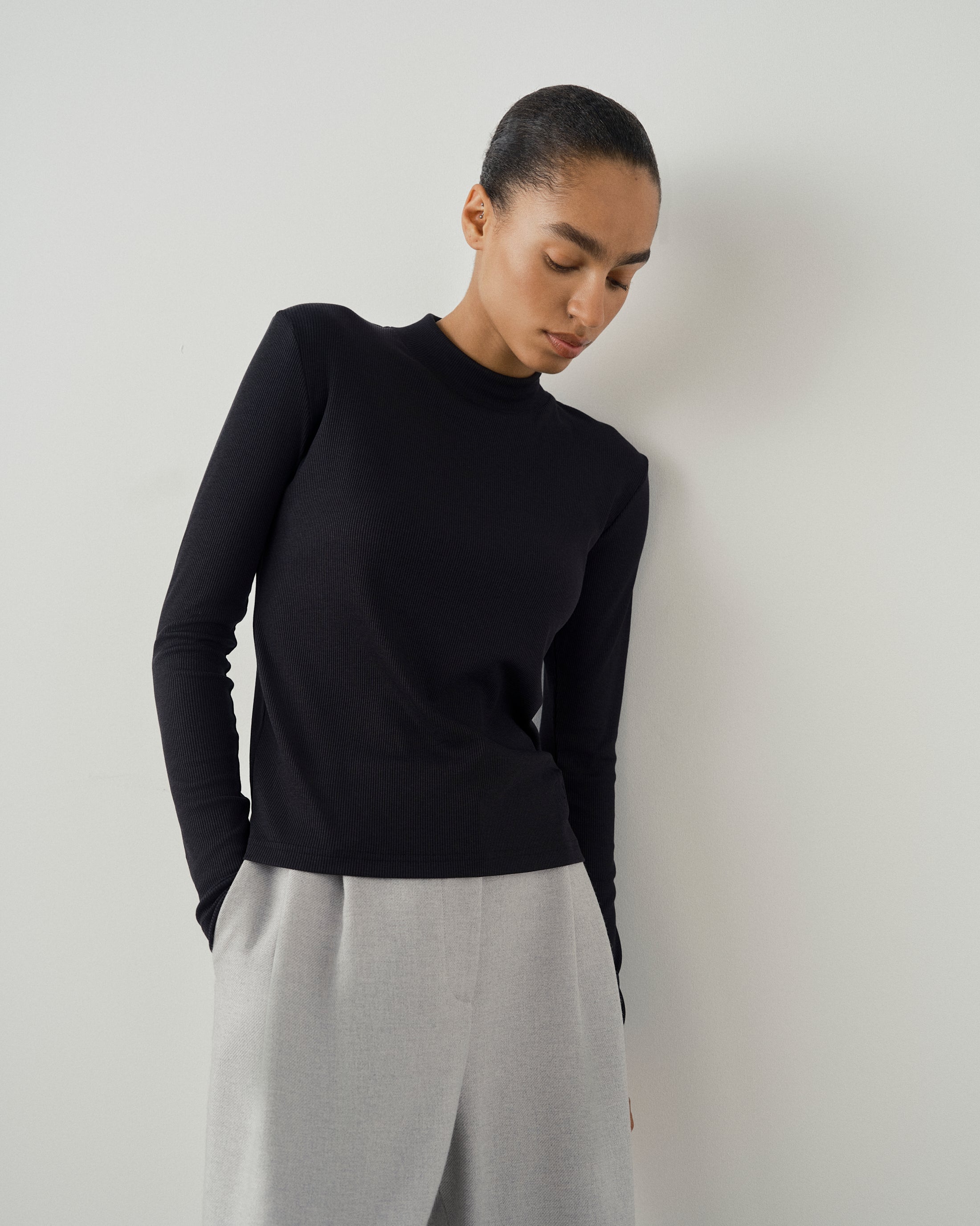 Ribbed Turtleneck Top