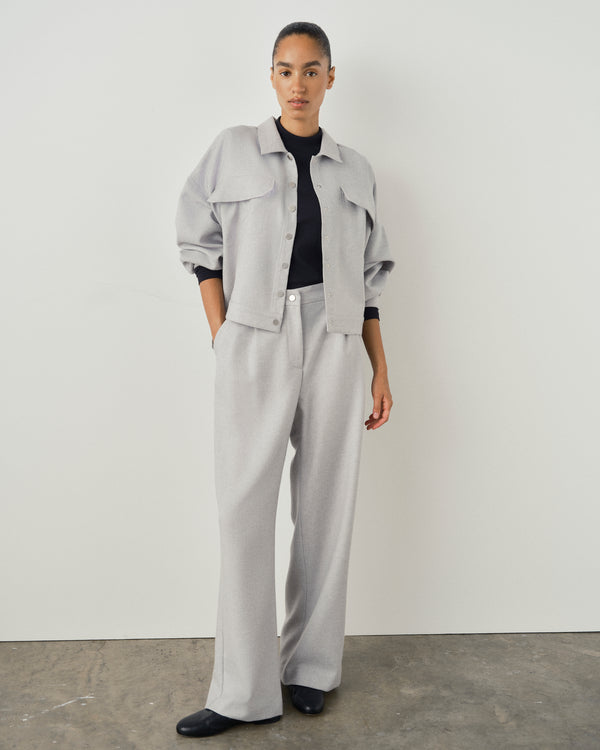 Cropped Wool Twill Overshirt