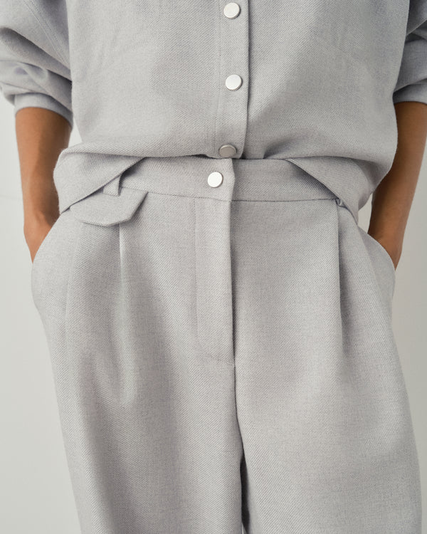 Pleated Wool Twill Trousers