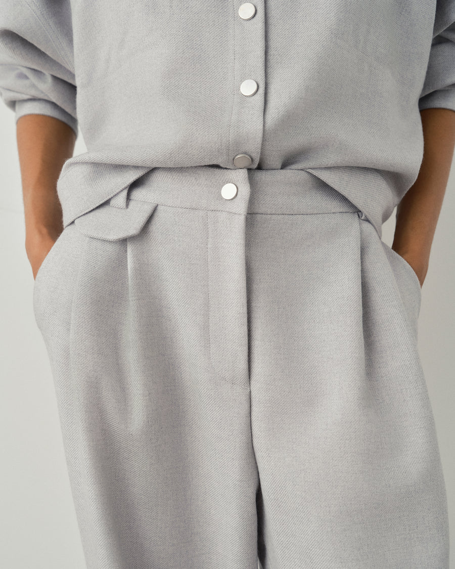 Pleated Wool Twill Trousers