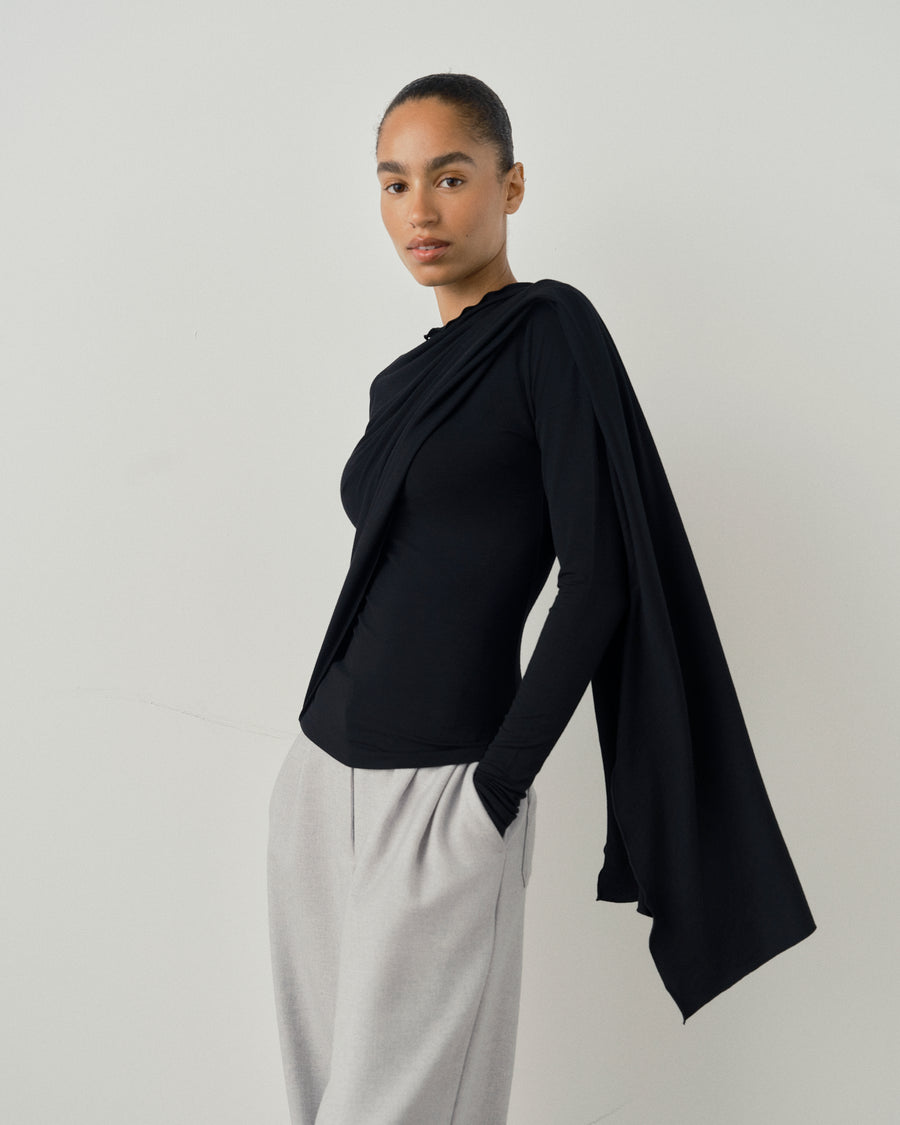 Draped Scarf Jersey Top