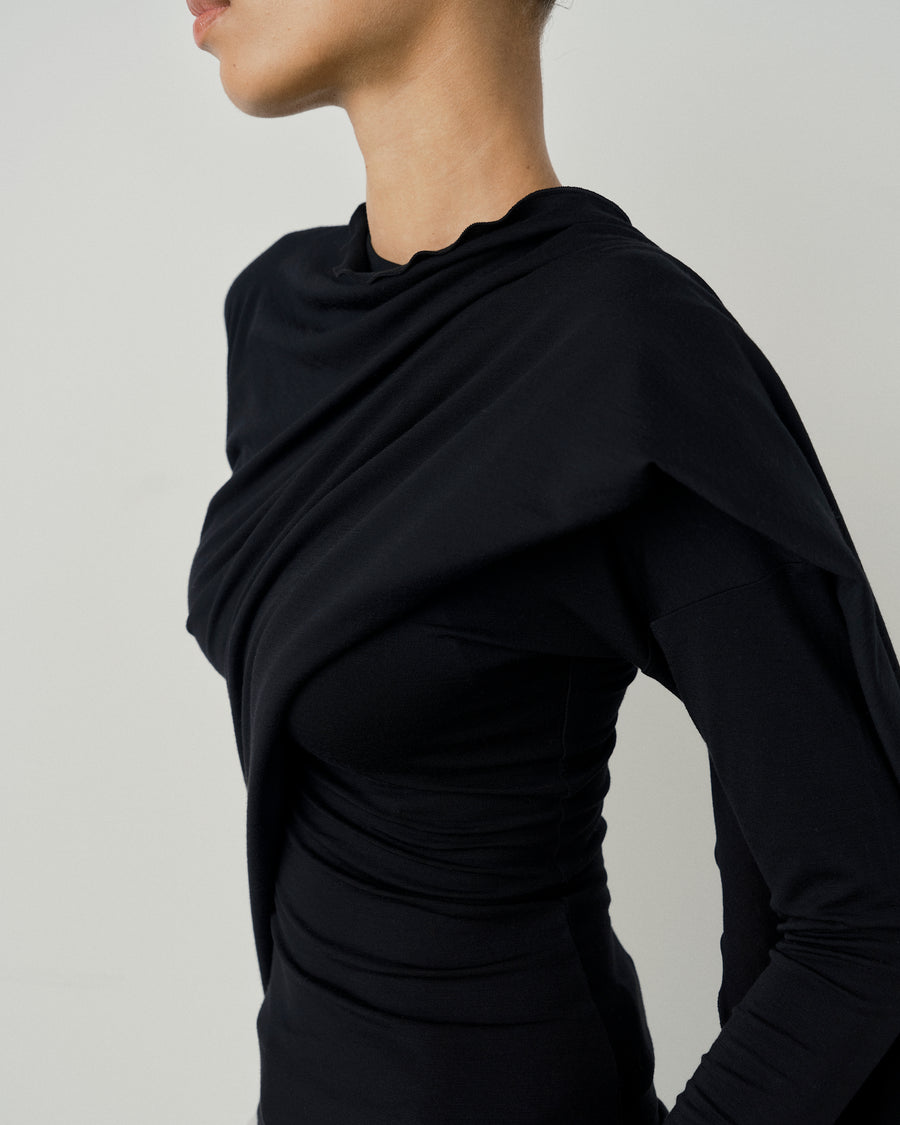 Draped Scarf Jersey Top