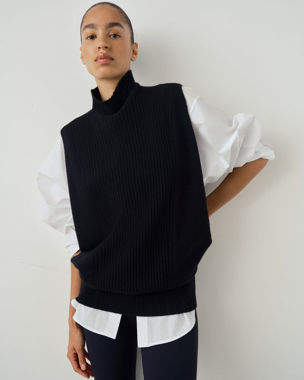 High Neck Ribbed Sweater Vest
