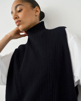 High Neck Ribbed Sweater Vest