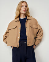 Cropped Camel Hair Herringbone Overshirt