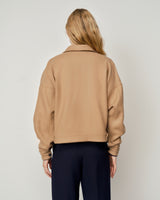 Cropped Camel Hair Herringbone Overshirt