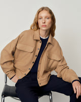 Cropped Camel Hair Herringbone Overshirt