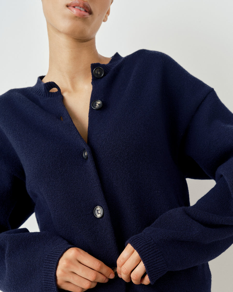 Ribbed Merino Bomber Cardigan