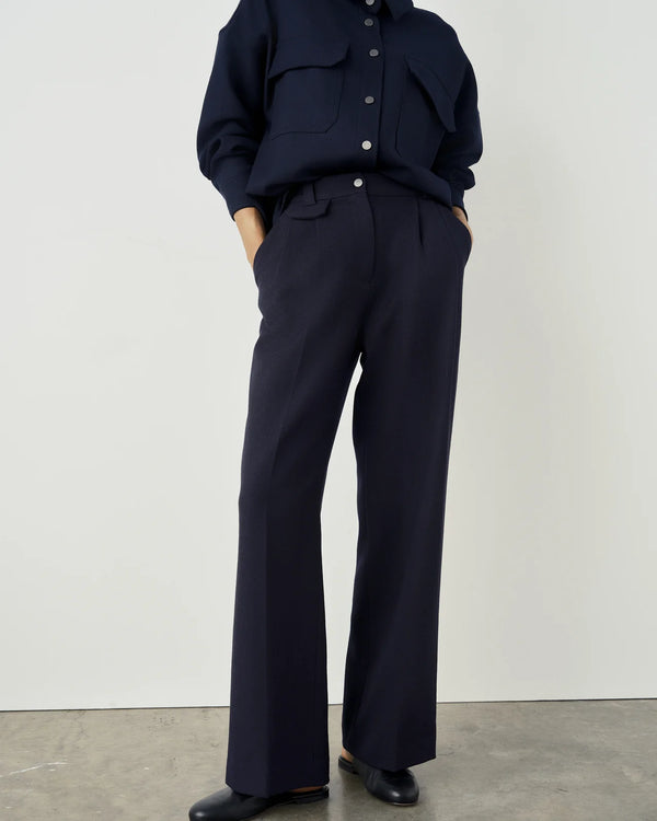Pleated Wool Twill Trousers