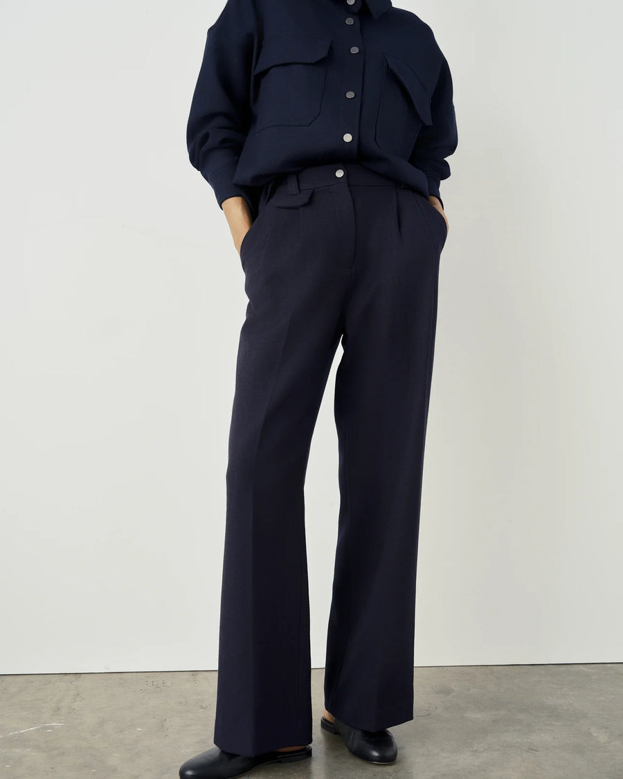 Pleated Wool Twill Trousers