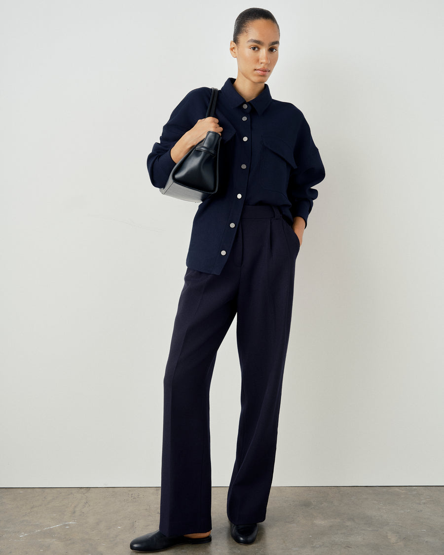 Pleated Wool Twill Trousers