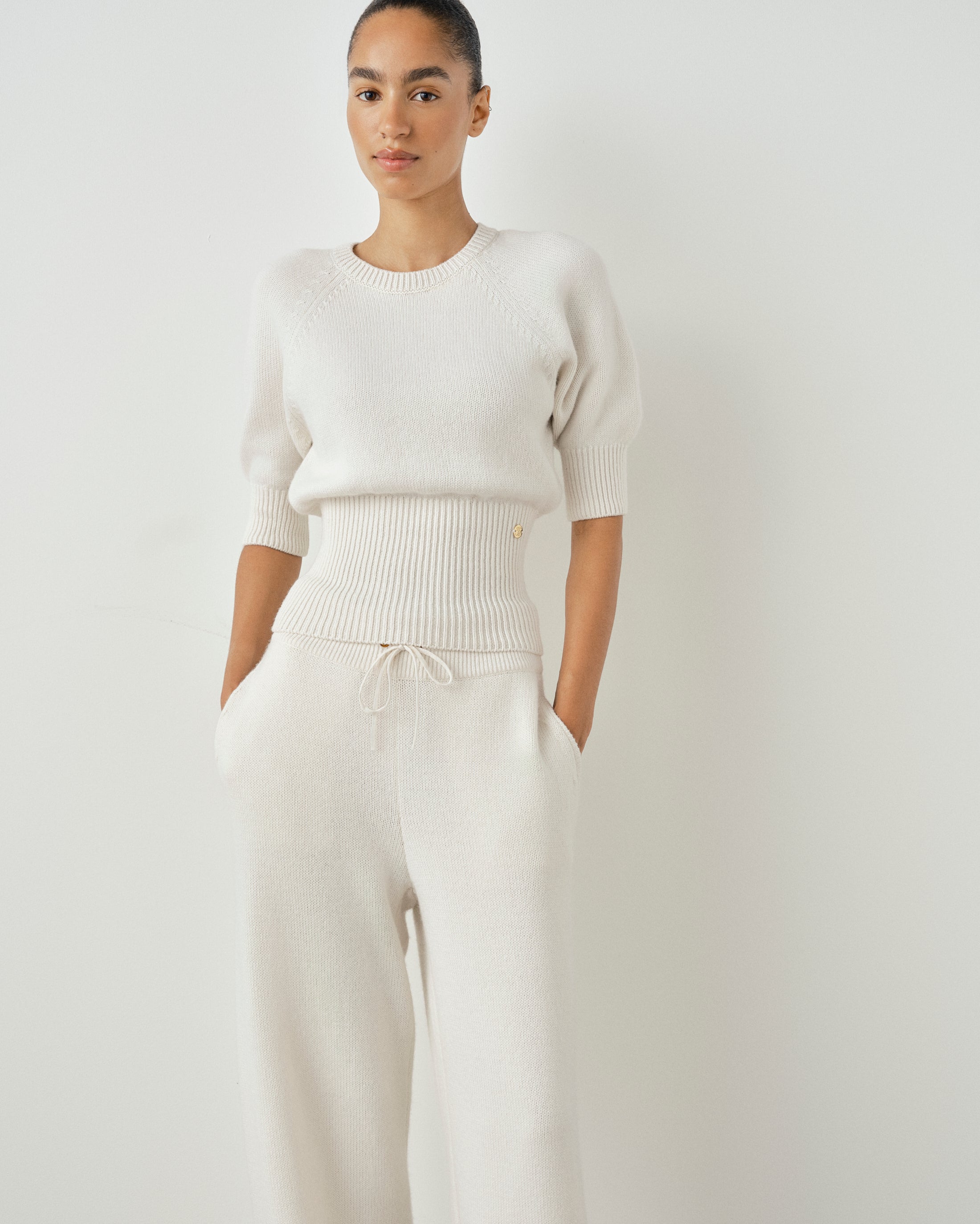 Puff Sleeve Sweater in Merino Wool Cashmere