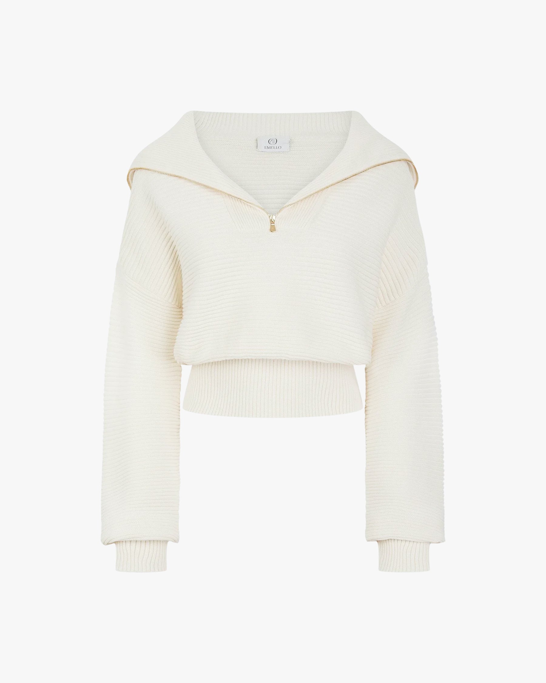 Ribbed Half Zip Sweater in Cotton Cashmere