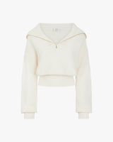 Ribbed Quarter Zip Sweater in Cotton Cashmere