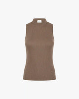Brown ribbed tank top on a white background