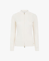 Ribbed Zip Through Cardigan in Cotton Cashmere