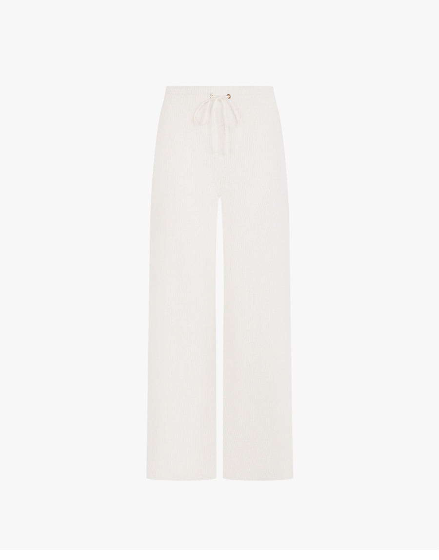 Ribbed Wide-Leg Trouser in Cotton Cashmere