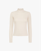 Beige turtleneck sweater on a white background