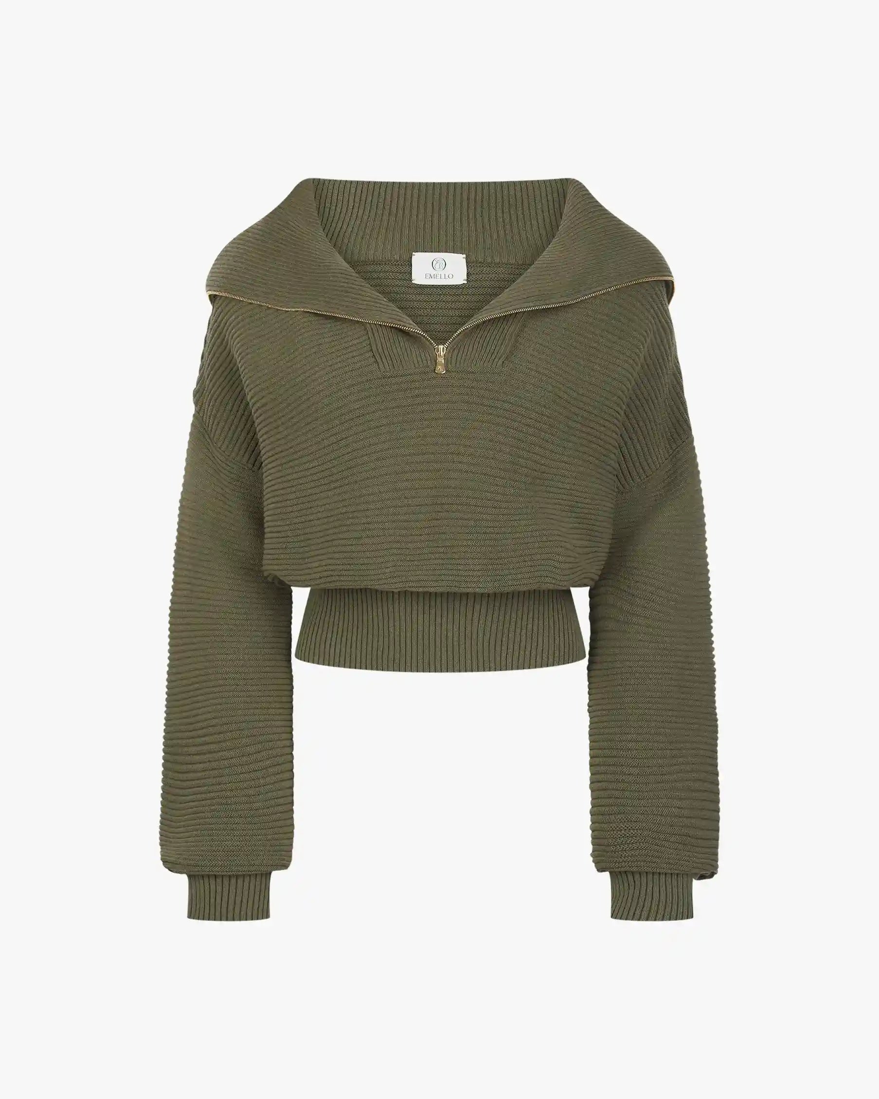 Ribbed Quarter Zip Sweater Cotton Cashmere