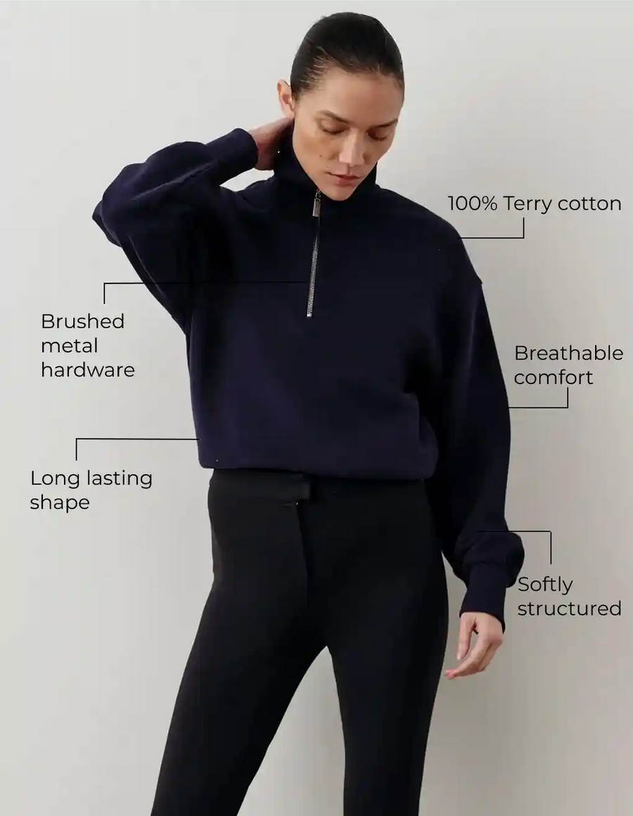 Quarter-Zip Funnel-Neck Sweatshirt