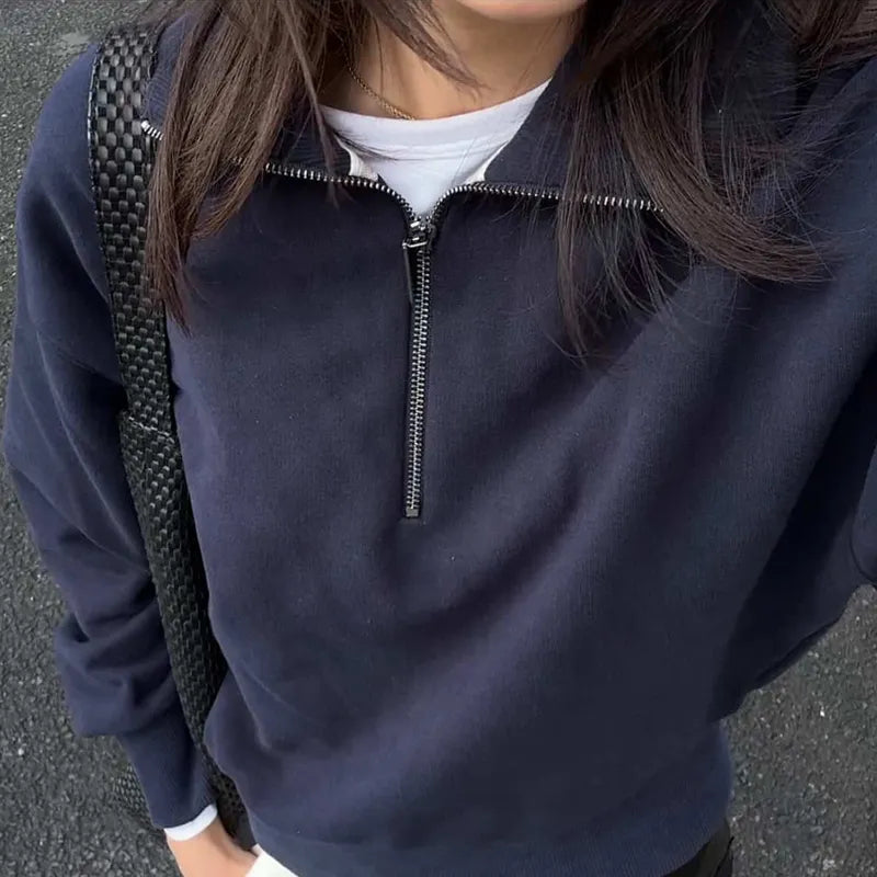 Quarter-Zip Funnel-Neck Sweatshirt