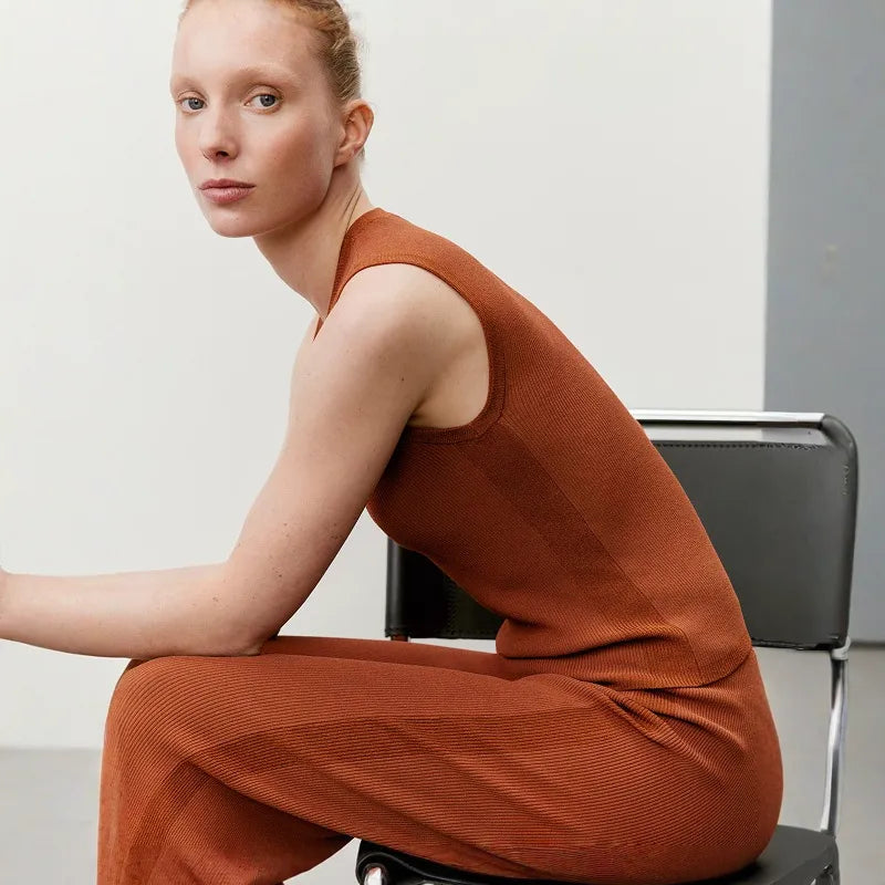 Tonal Ribbed Knit Tank Top